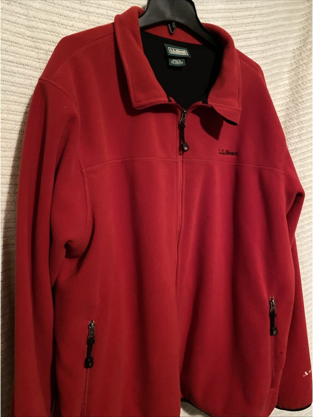 LL Bean Men's Red Polartec Fleece Full Zip Jacket Size XXL Outdoor Warm Casual